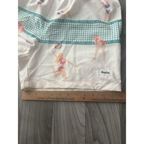 Duvin Swim Trunks Mens Size Large 4” Beach Volleyball Swimsuit Lined Drawstring - Picture 13 of 14